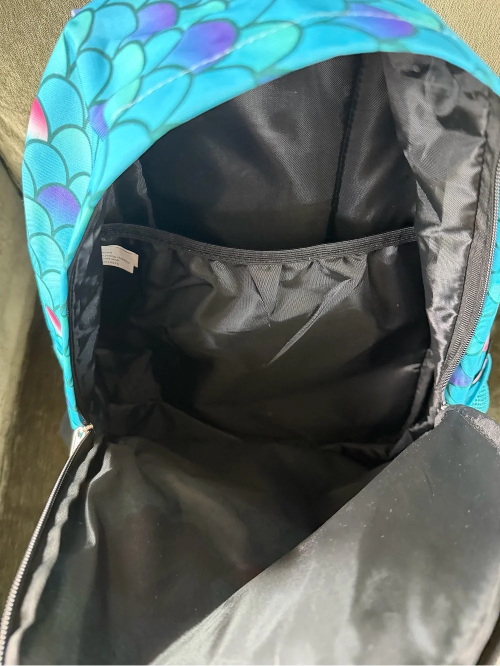 Loungefly Kids Teal Mermaid Scale Shell Backpack with Iridescent Accents